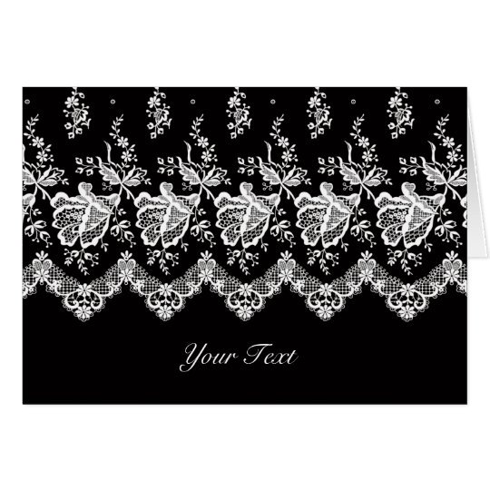 White Rose Lace A7 Greeting Card (Black)