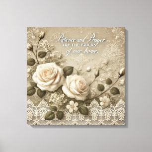White Rose Lace AI art  Canvas Print