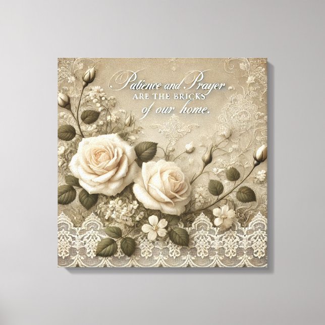 White Rose Lace AI art  Canvas Print (Front)