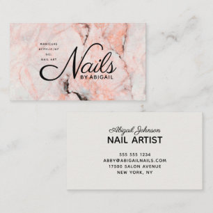 White Rose Marble Nails By "Name" No Website Business Card