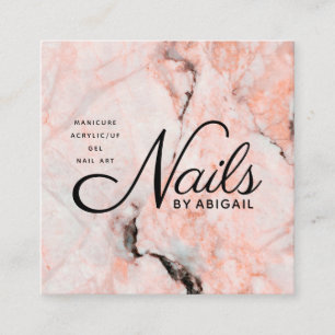 White Rose Marble Nails By Website & QR Code Ivory Square Business Card