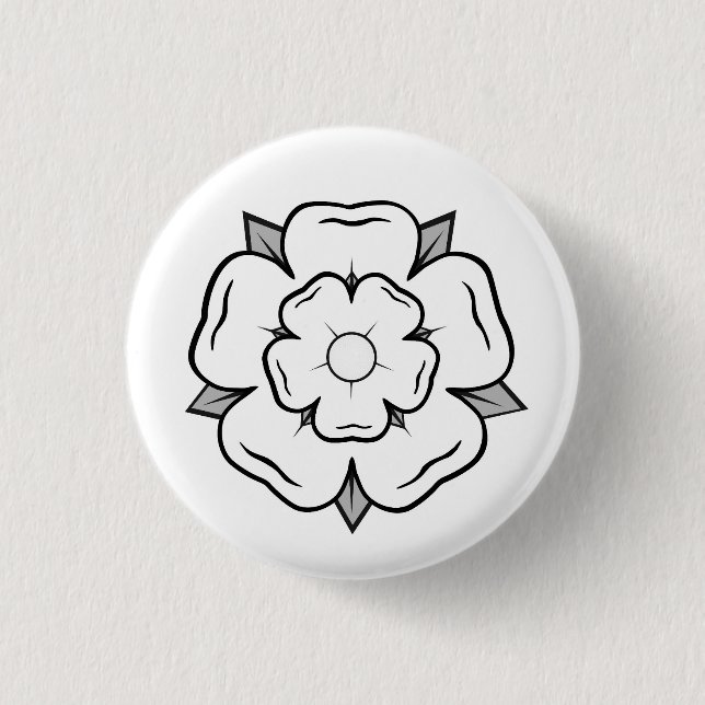 White Rose of York 1 Inch Round Button (Front)