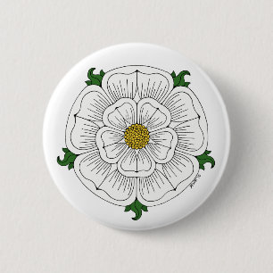 White Rose of York 2 Inch Round Button