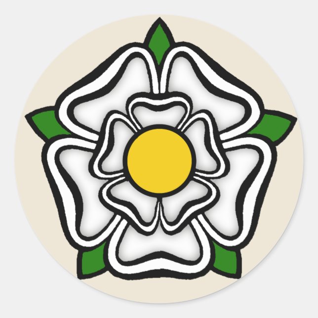 White Rose of York, England Emblem of Royalty Classic Round Sticker (Front)