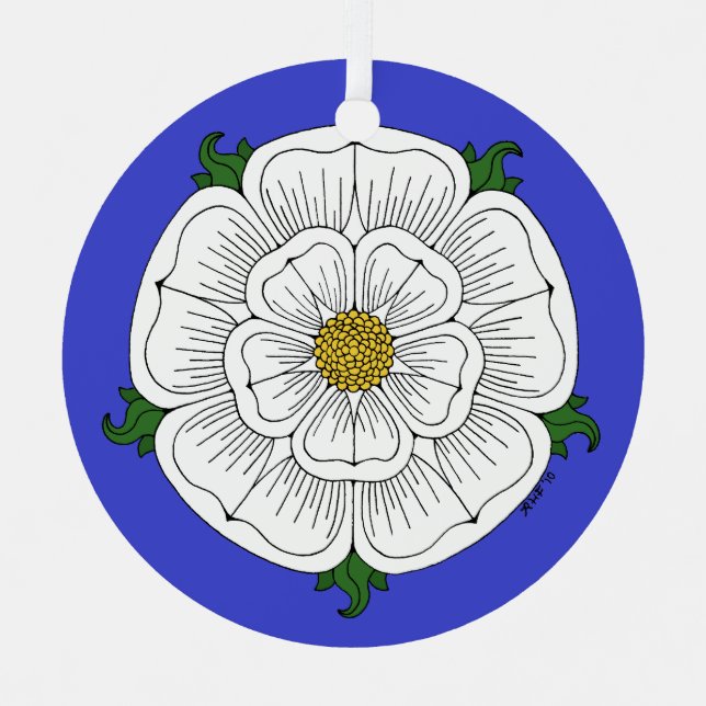 White Rose of York Metal Ornament (Front)