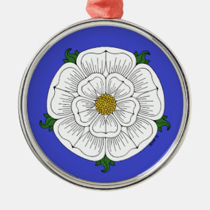 White Rose of York Metal Ornament