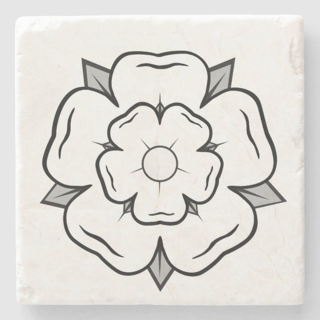 White Rose of York Stone Coaster (Front)