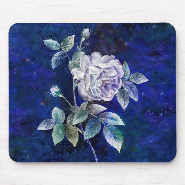 White Rose on a Textured Background Mouse Pad (Front)
