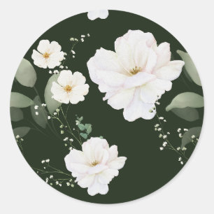 White Rose on Black Floral Sticker Envelope Seals