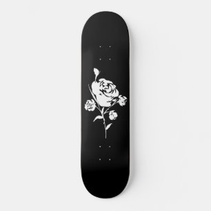 White Rose on Black Skateboard