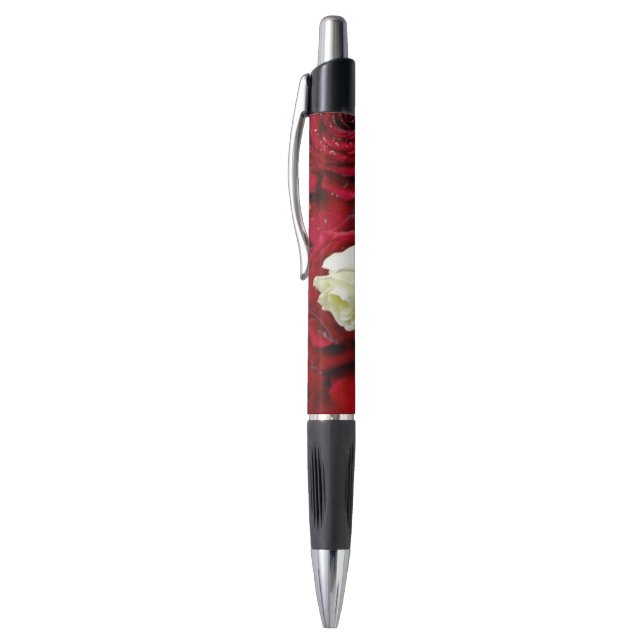White Rose On Red Petals Pen (Top (Vertical))