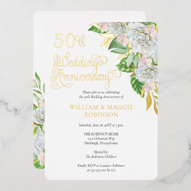 White Rose Orchid 50th Wedding Anniversary Party (Front/Back)