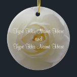 White Rose Ornament Personalized Rose Decorations<br><div class="desc">Rose Ornaments Personalized Holiday White Rose Classic Flower Decorations Your Name Here Sympathy Keepsake Wedding Keepsake Customizable Romantic White Rose Christmas Ornaments, Rose Gifts Hanukkah Neutral Holiday Decorations Rose Ornaments Keepsakes & Gifts for Weddings Anniversary I Love You Any Day White Rose Decorations for Friend Family Men Women Kids Home...</div>