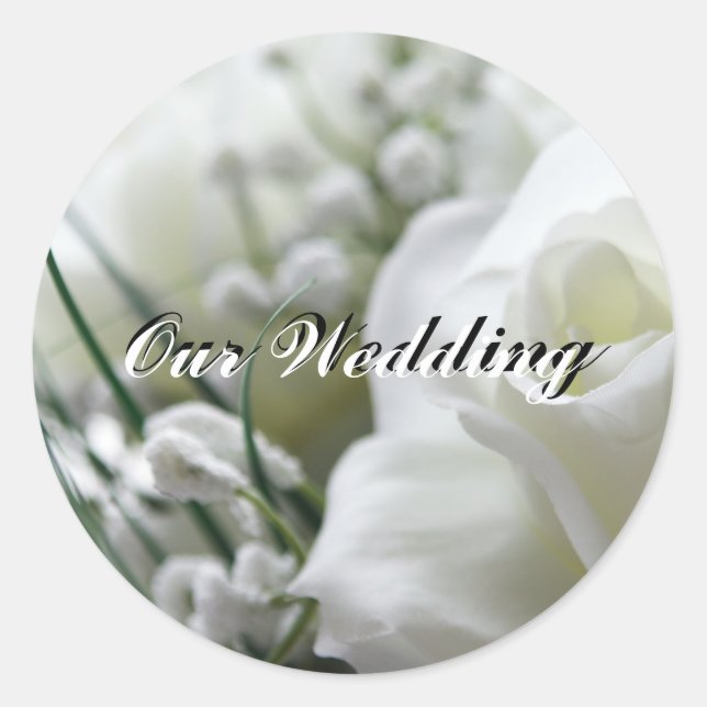 White Rose Our wedding Sticker (Front)