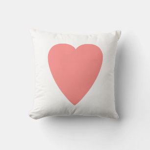 White & Rose Pastel Heart Shape Design Throw Pillow