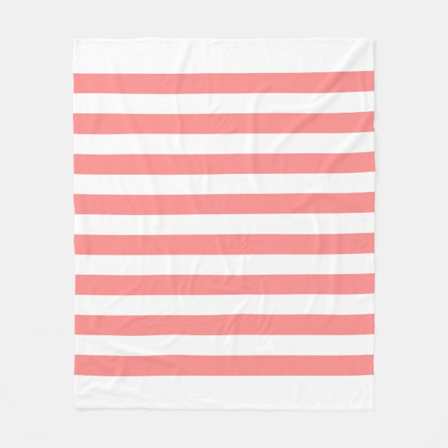 White & Rose Pastel Lines Pattern Fleece Blanket (Front)