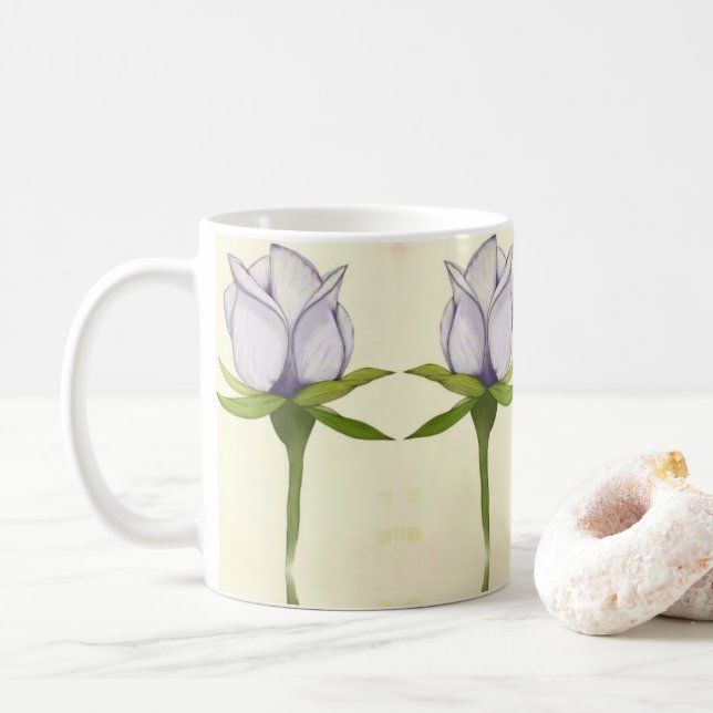 white rose pattern coffee mug (With Donut)
