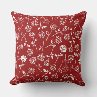 White Rose Pattern  Throw Pillow