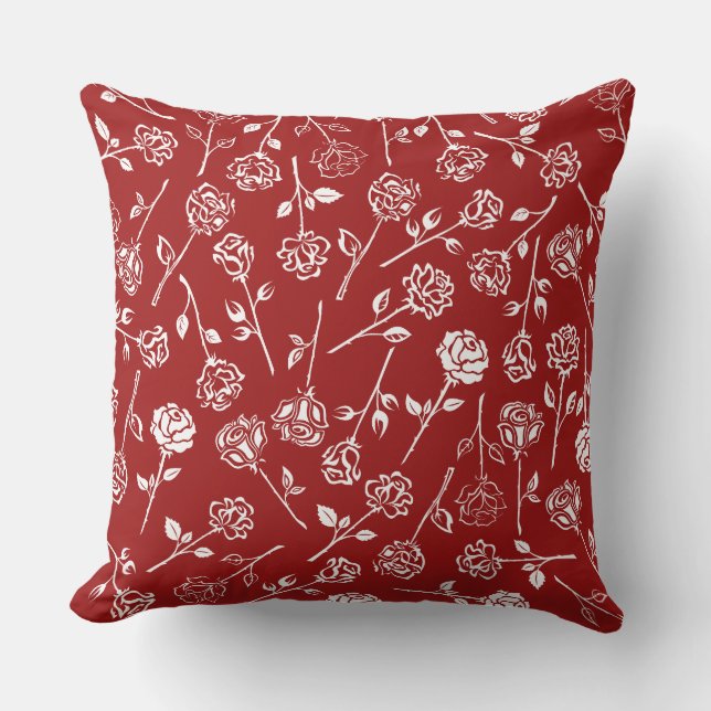 White Rose Pattern  Throw Pillow (Front)