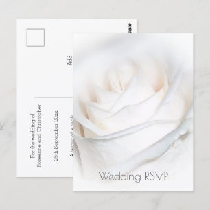 White Rose Personalised Wedding RSVP Postcard