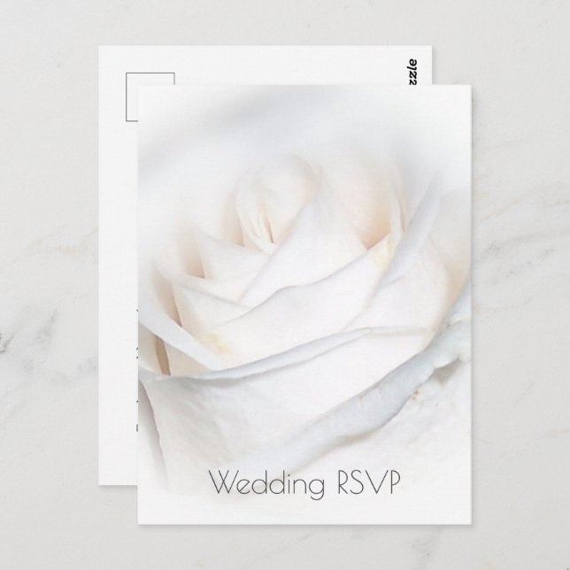 White Rose Personalised Wedding RSVP Postcard (Front/Back)
