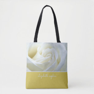 White Rose Personalized Tote Bag