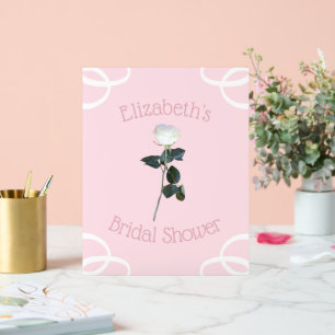 White Rose Petal Pink Bridal Shower Acrylic Sign