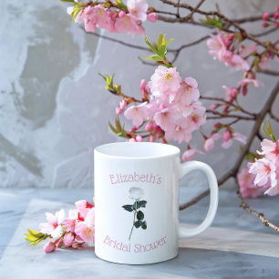 White Rose Petal Pink Bridal Shower Coffee Mug