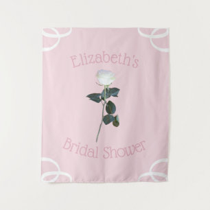 White Rose Petal Pink Bridal Shower Tapestry