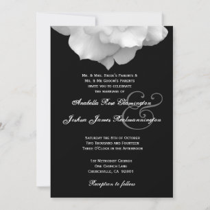 WHITE Rose Petals Wedding Invitation F200A