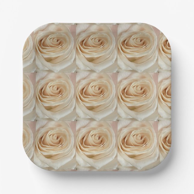 White Rose Photo Paper Plates (Front)