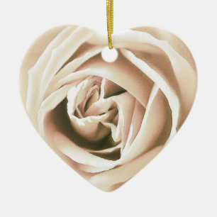 White rose print ceramic ornament