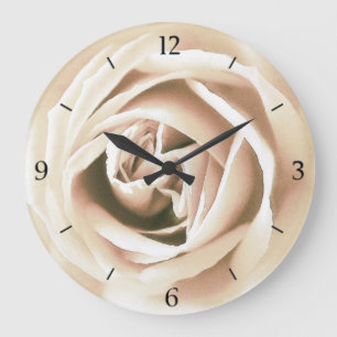 White rose print large clock