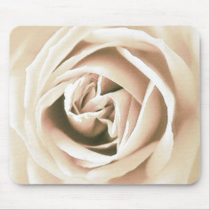 White rose print mouse pad