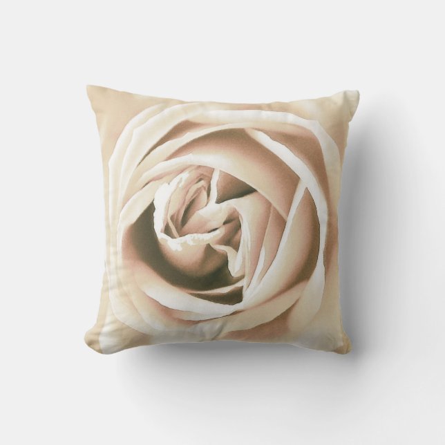 White rose print throw pillow (Front)