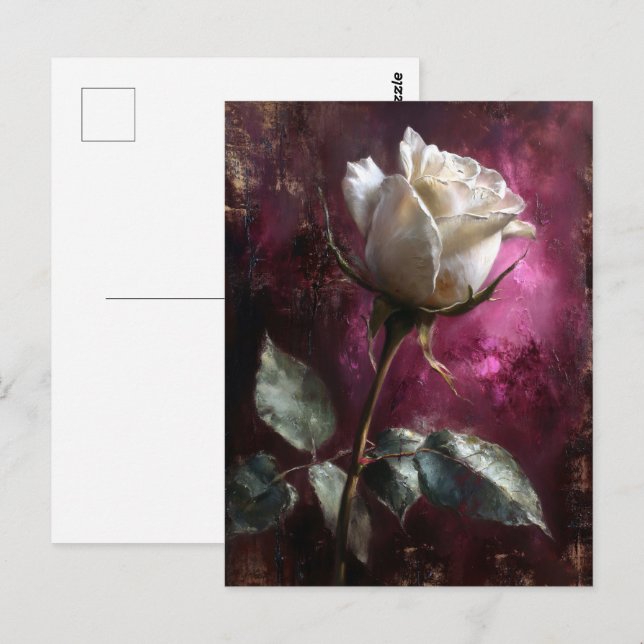 White Rose Purple Backdrop Postcard (Front/Back)