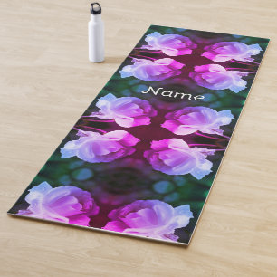 White Rose Raindrops Abstract Tinted Personalized Yoga Mat