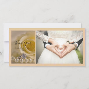 White Rose, Ring and Pearls Wedding Thank You