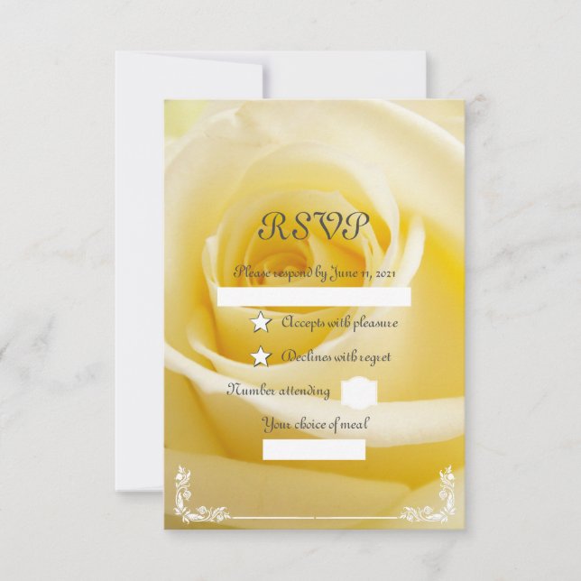 White rose RSVP card (Front)