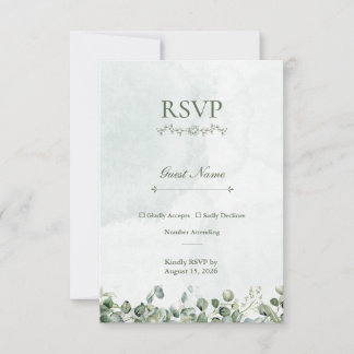 White Rose & Sage Green RSVP Response Card