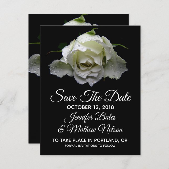 White Rose Save the Date Announcements (Front/Back)