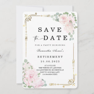 White Rose Save the Date Retirement Invitation