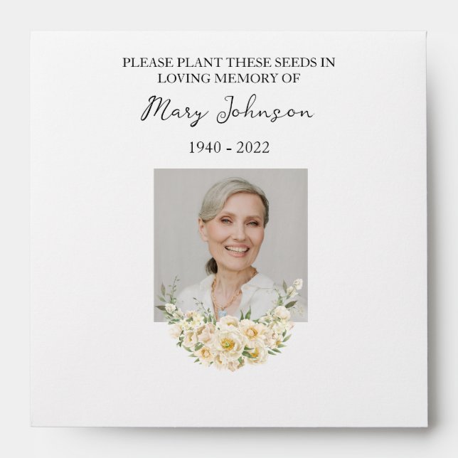 White Rose Seed Packet Memorial Funeral Envelope (Front)