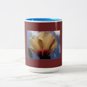 White Rose Sky Blue Burgundy Two-Tone Coffee Mug