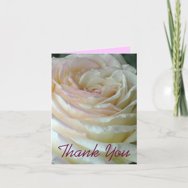 White Rose Thank You Note Card (Front)