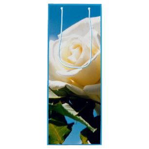 White rose under blue sky  wine gift bag