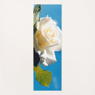White rose under blue sky yoga mat