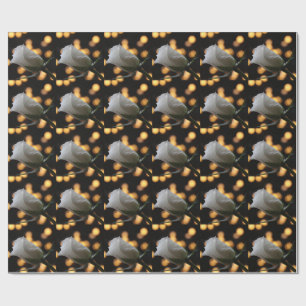 White Rose Valentine's Day Wrapping Paper