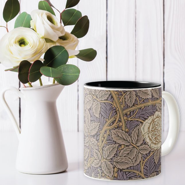 White Rose Vines William Morris Two-Tone Coffee Mu Two-Tone Coffee Mug (Creator Uploaded)
