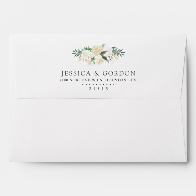 White Rose Watercolor | Envelope (Back (Top Flap))
